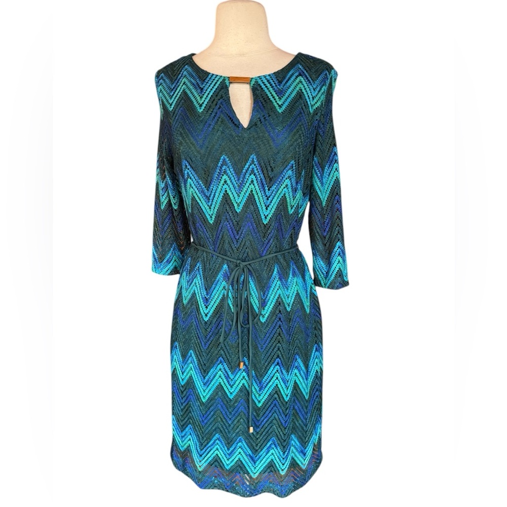Studio‎ One Chevron Patterned Blue and Green Dress